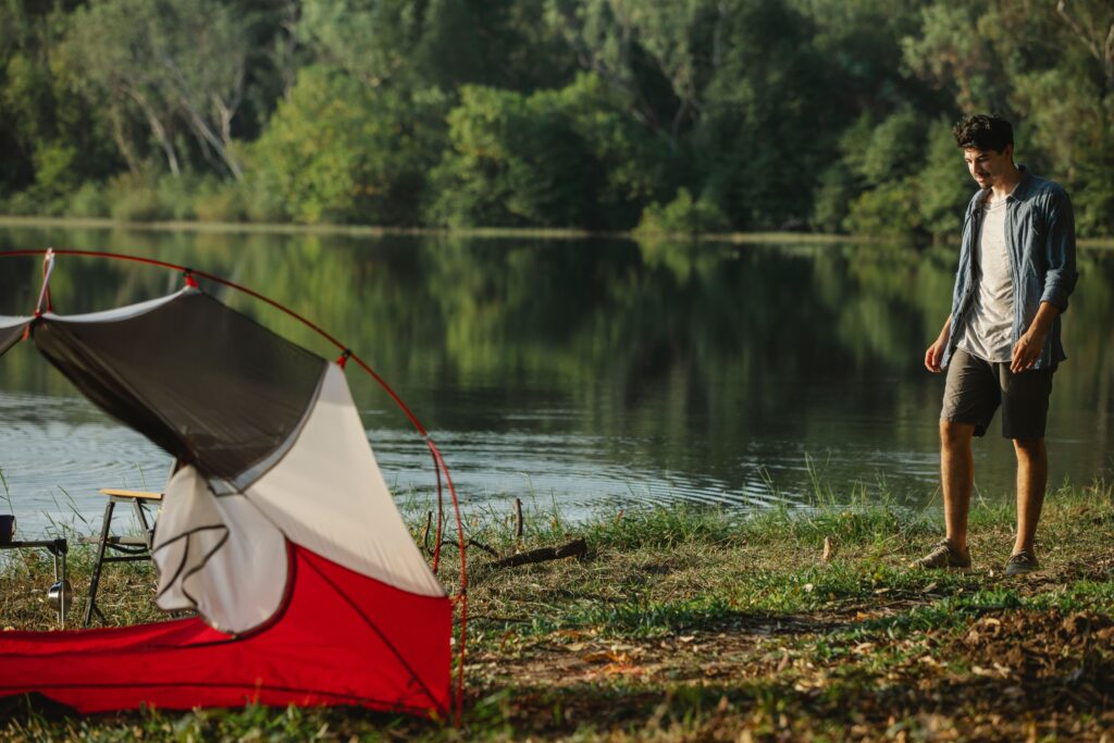 calm campsite environment before leaving dog alone